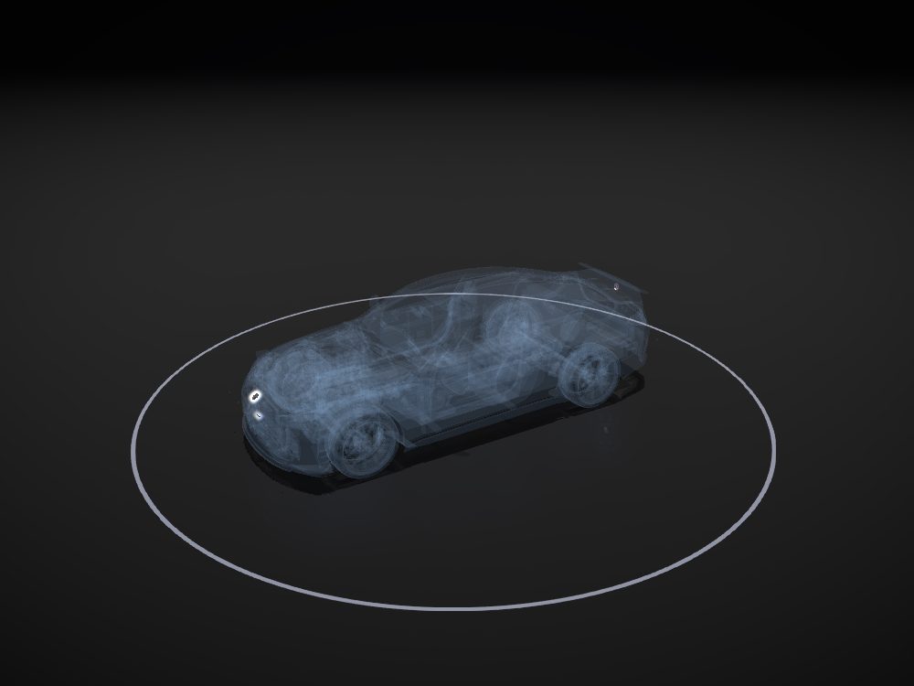 Badges highlighted on the car