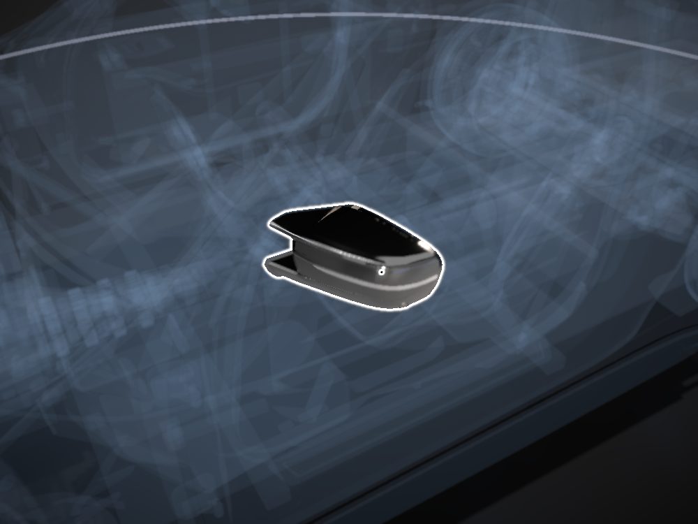Door mirror highlighted on the car