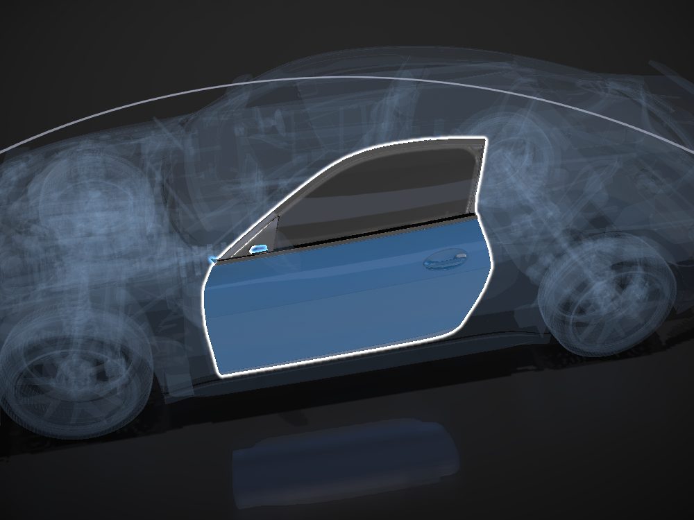 Outer skin highlighted on the car