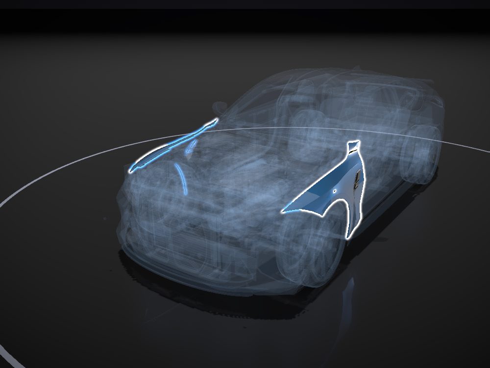 Front fenders highlighted on the car