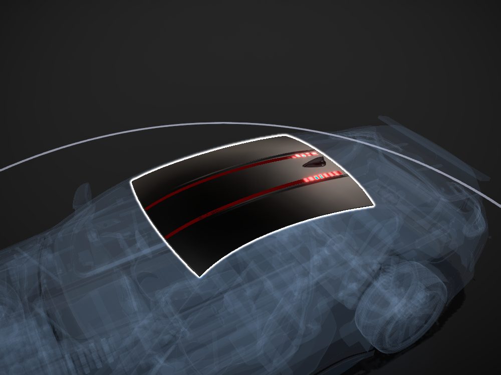 Roof highlighted on the car