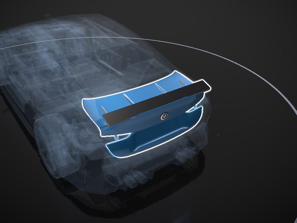 Trunk lid highlighted on the car