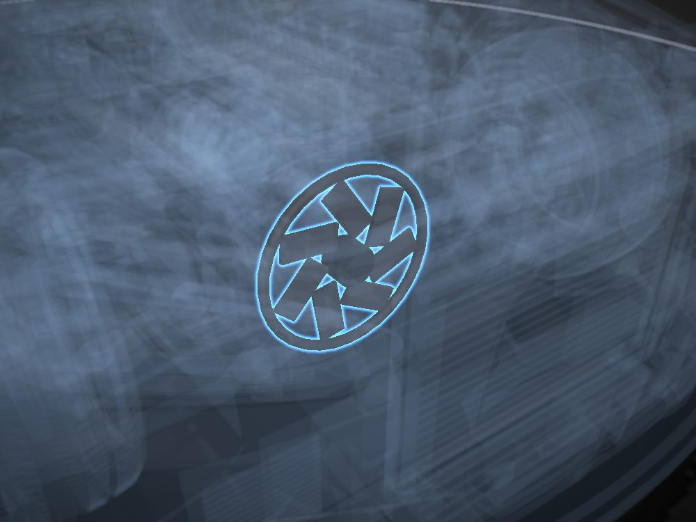 Right fan highlighted on the car