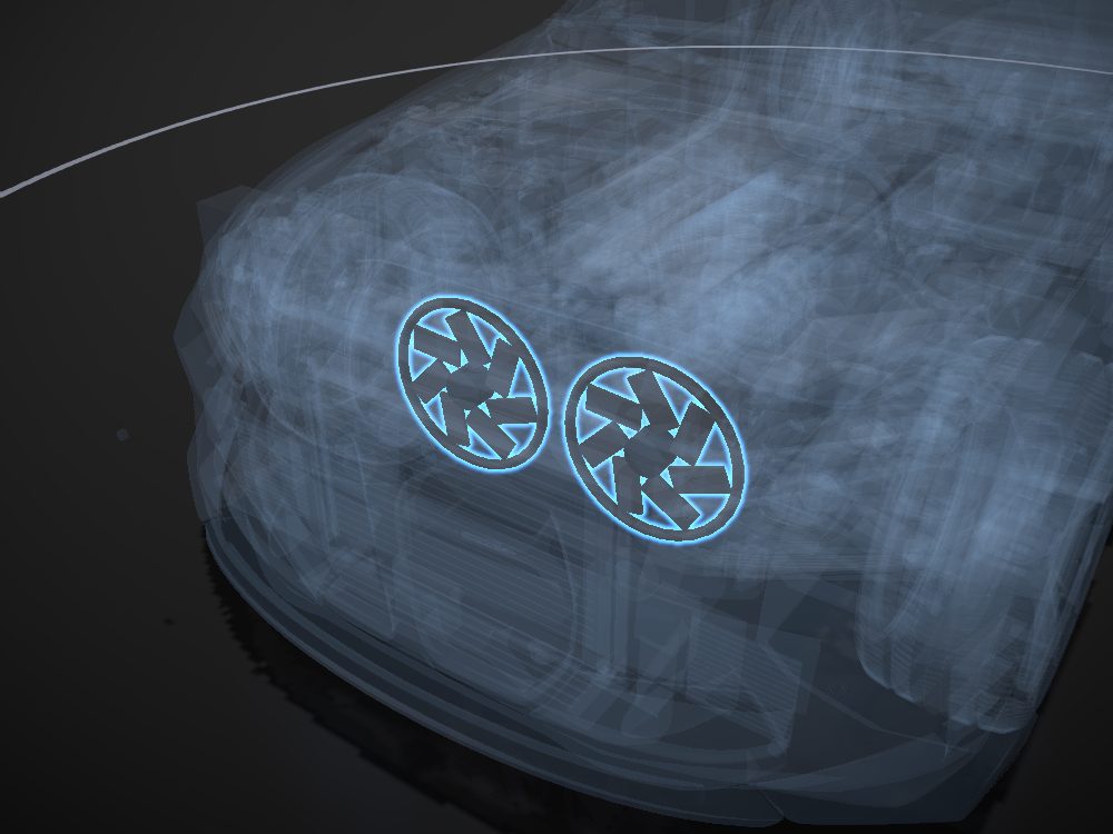 Cooling fans highlighted on the car