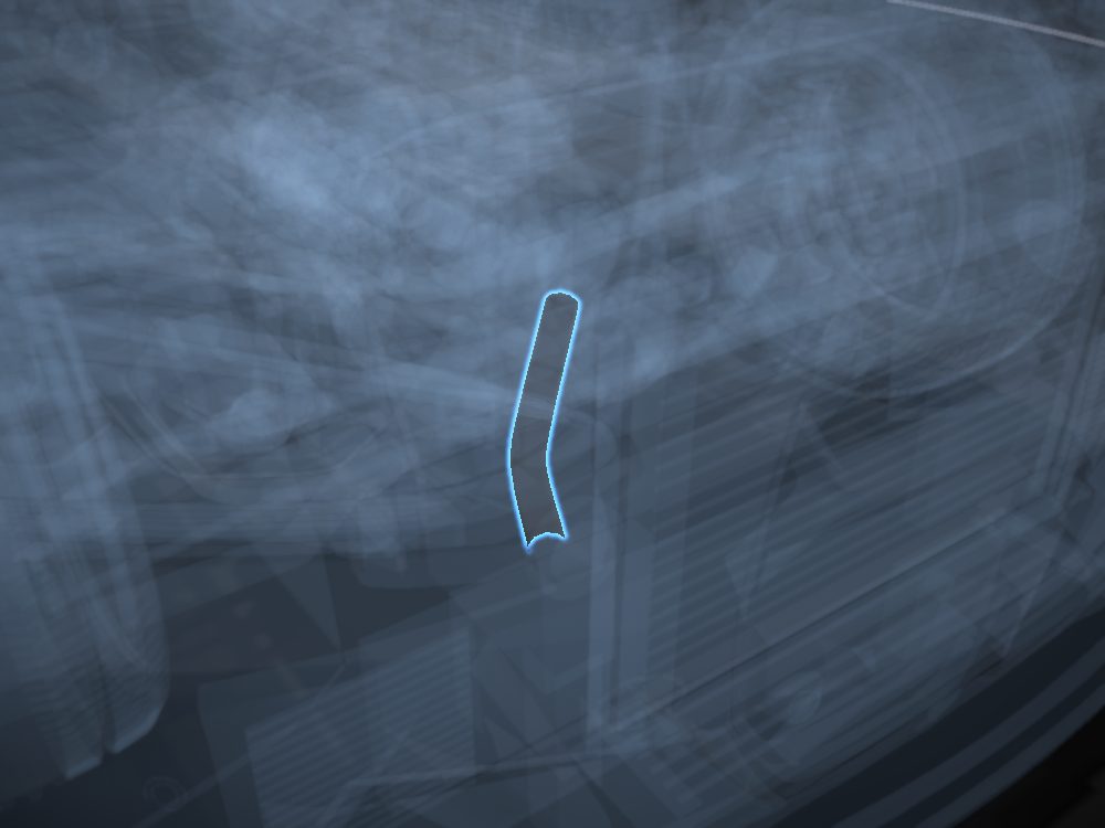 Lower hose highlighted on the car