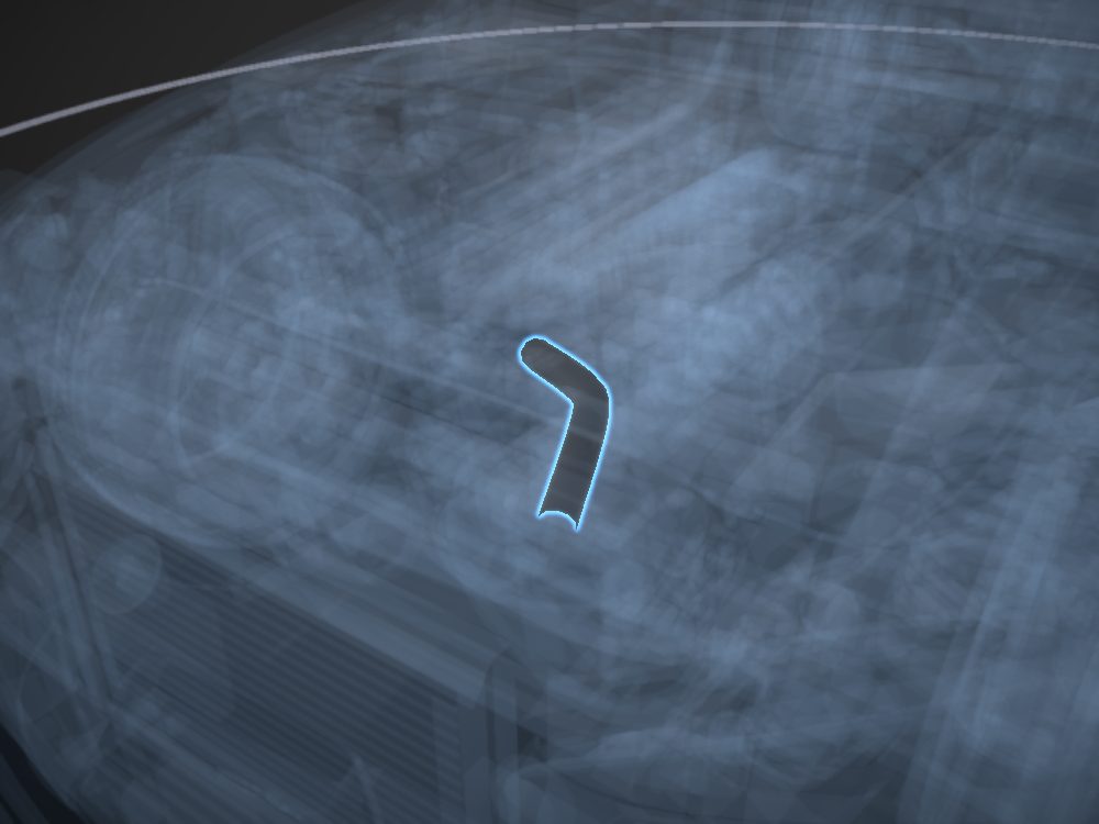 Upper hose highlighted on the car