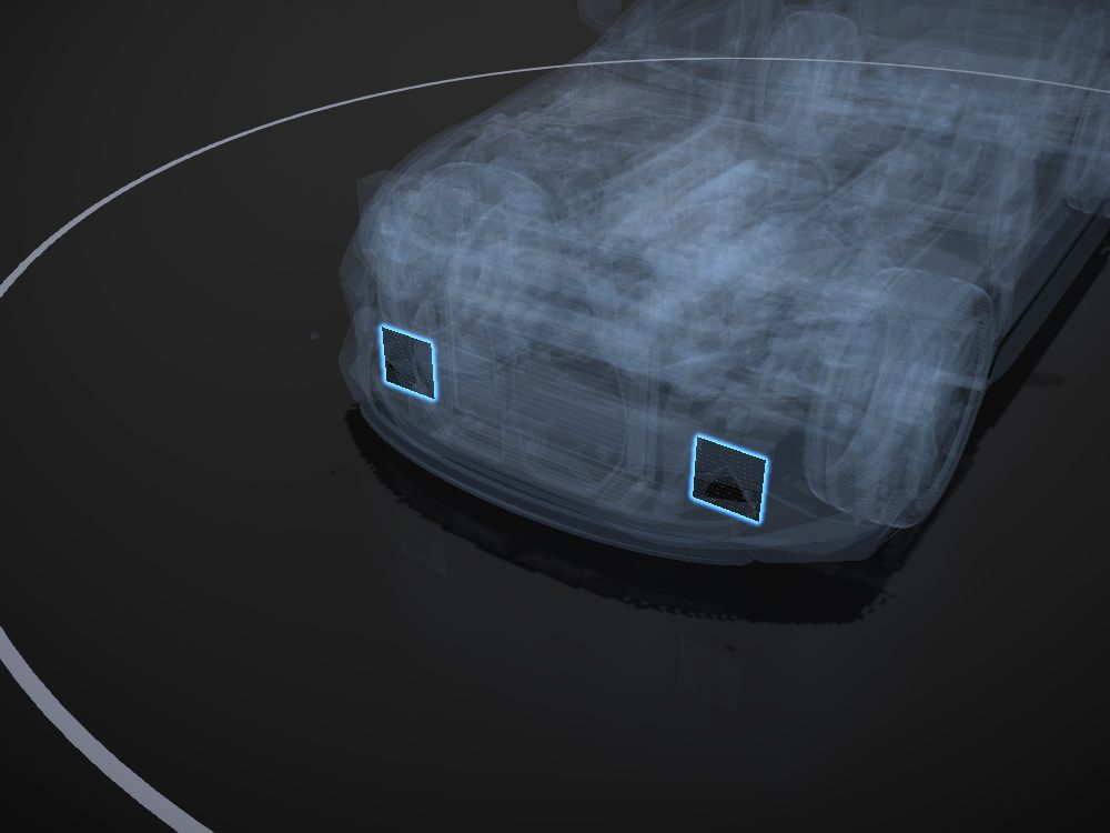 Charge-air cooler highlighted on the car