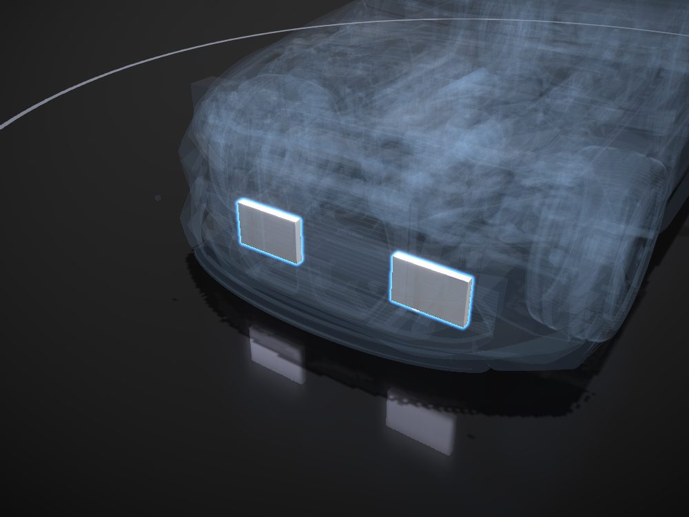 Oil coolers highlighted on the car