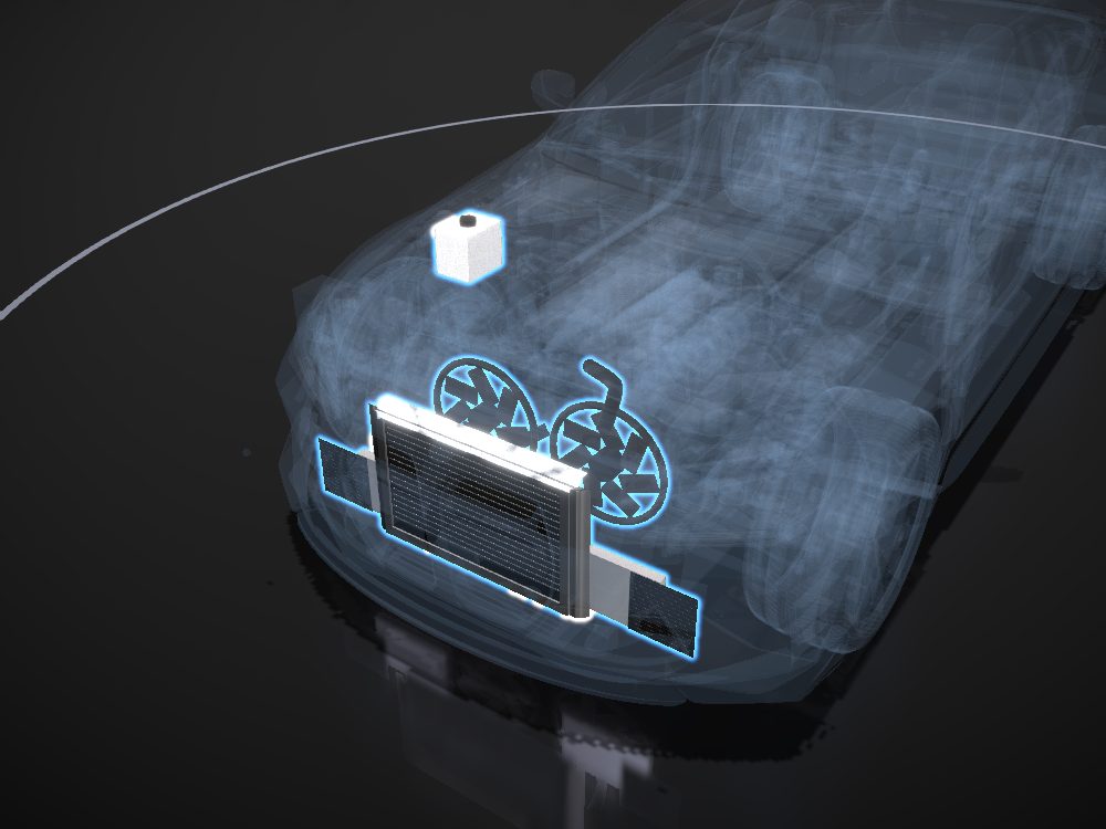 Cooling system highlighted on the car