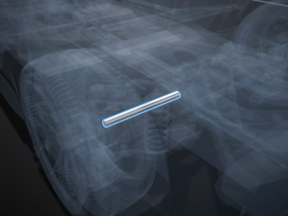 Left half-shaft highlighted on the car