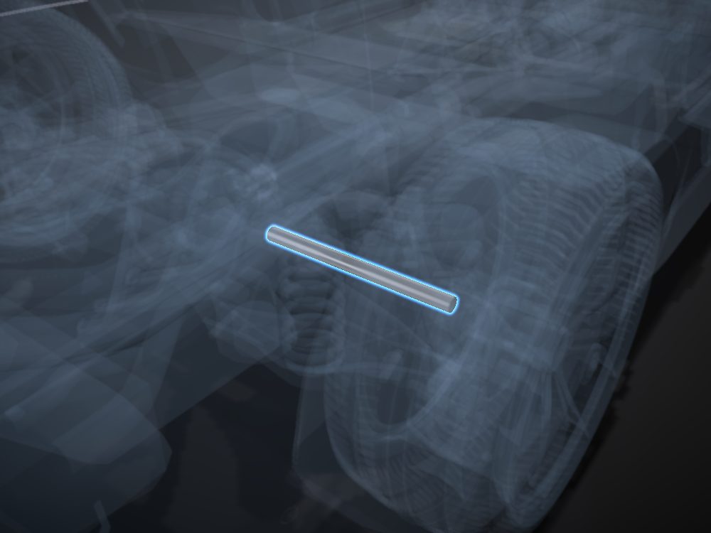 Right half-shaft highlighted on the car