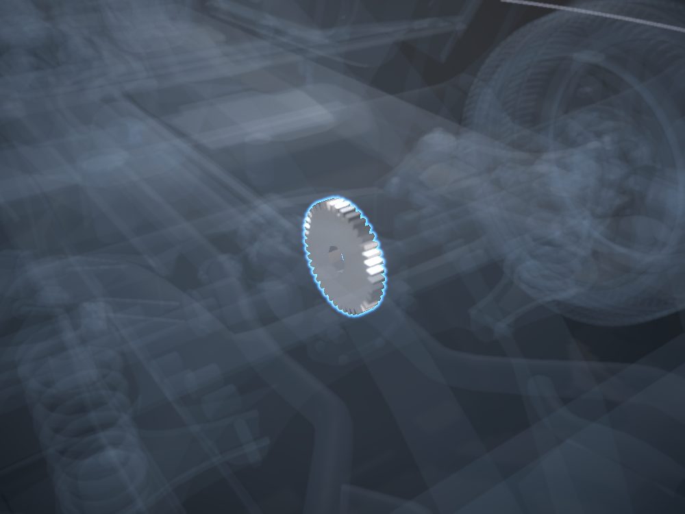 Ring gear highlighted on the car