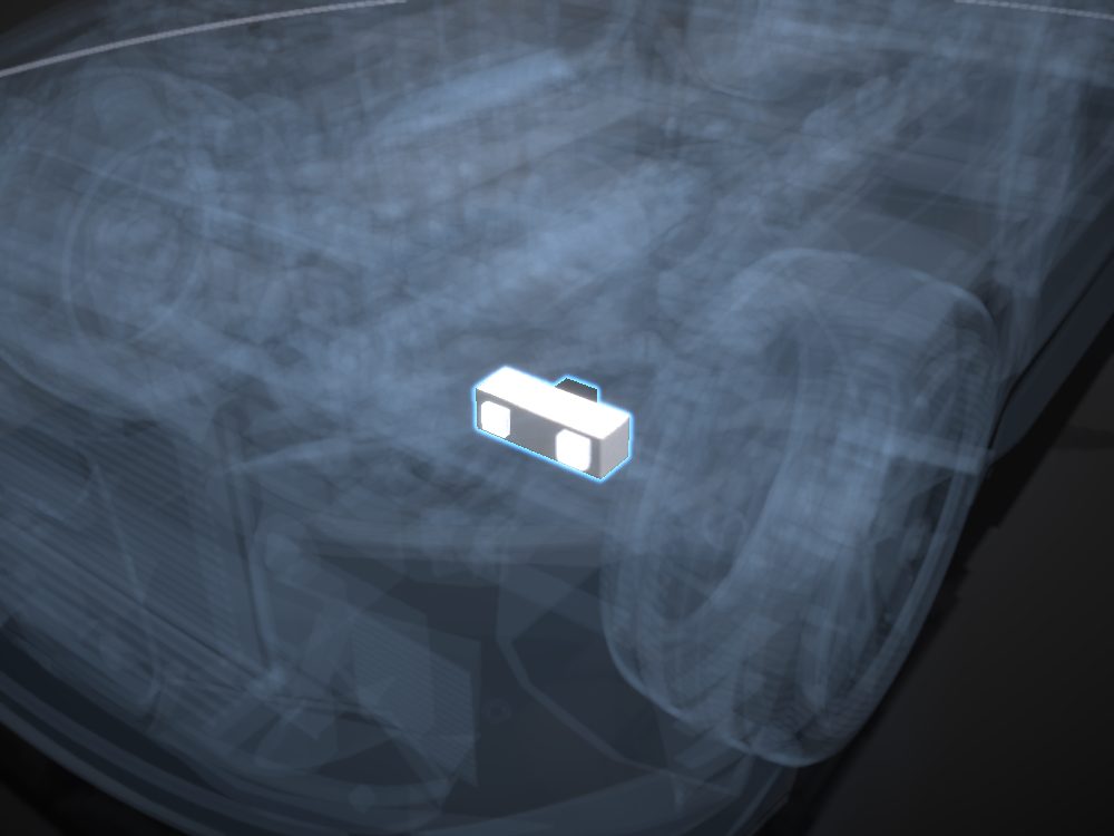 LED module highlighted on the car