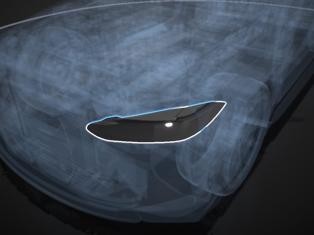 Lens highlighted on the car