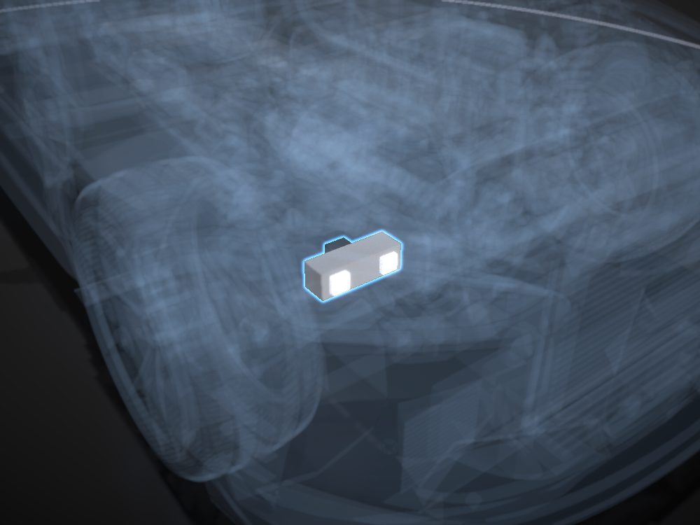 LED module highlighted on the car