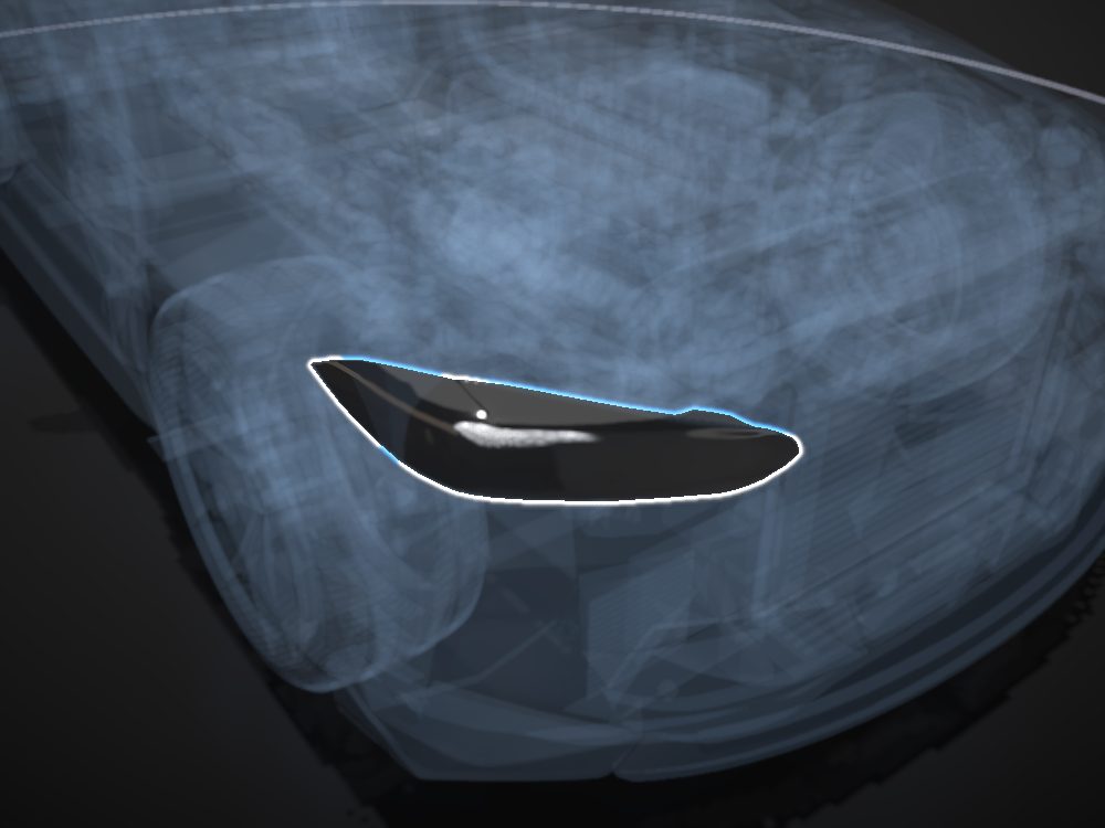 Lens highlighted on the car