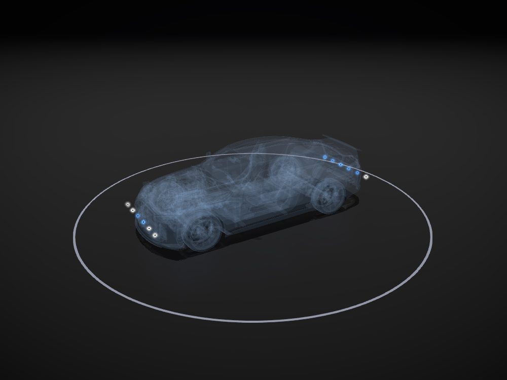 Parking sensors highlighted on the car