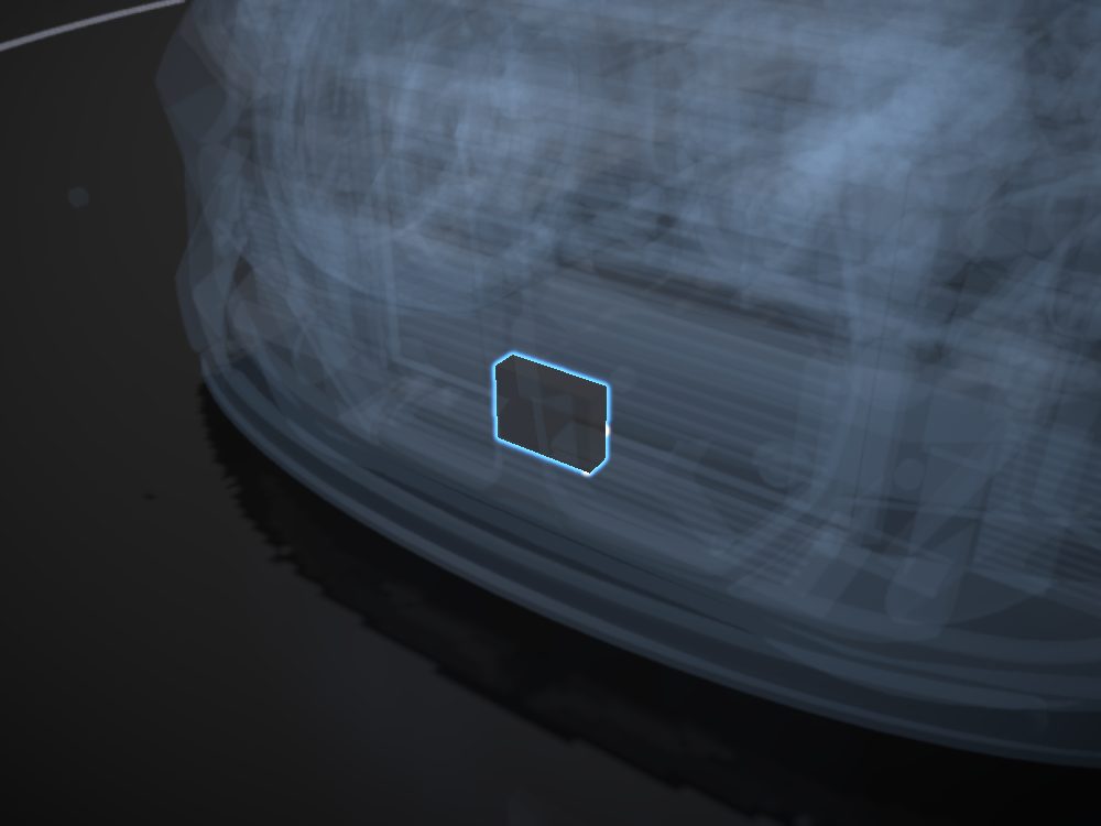 Front radar highlighted on the car