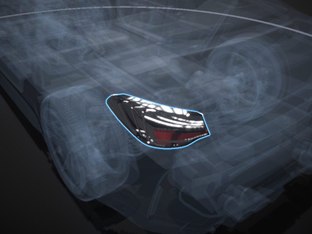 Left taillight highlighted on the car