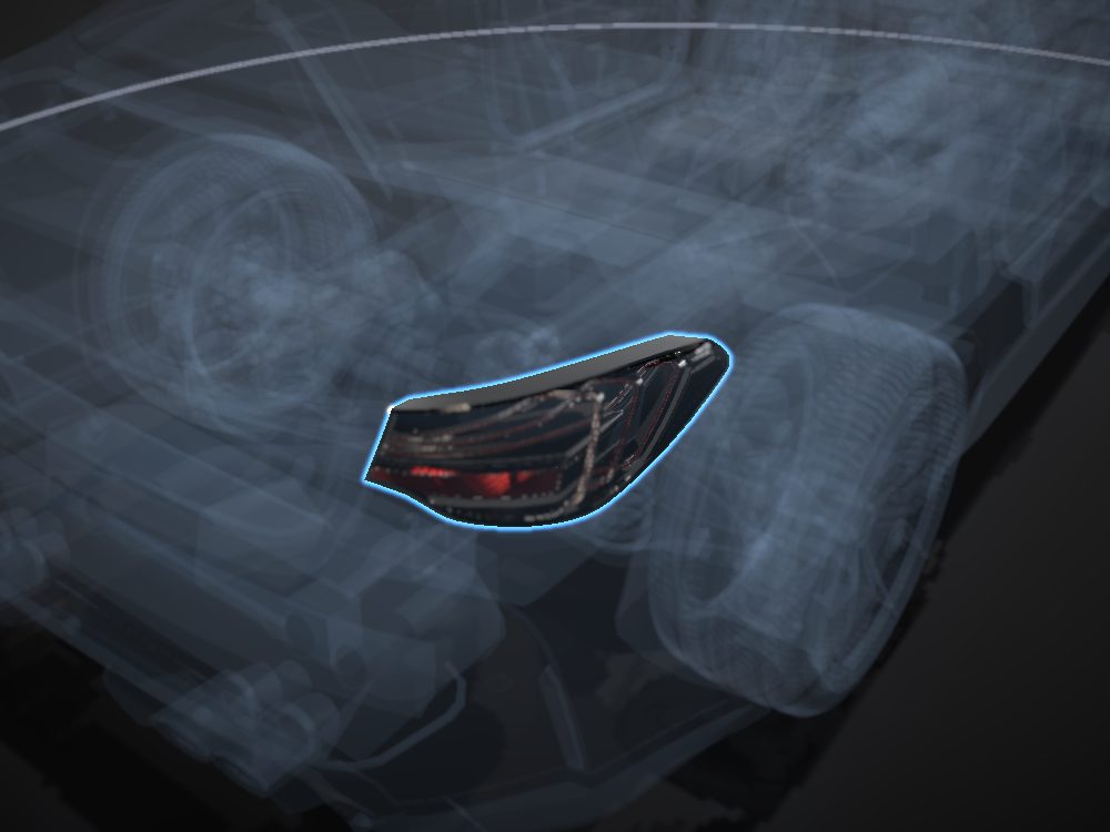 Right taillight highlighted on the car