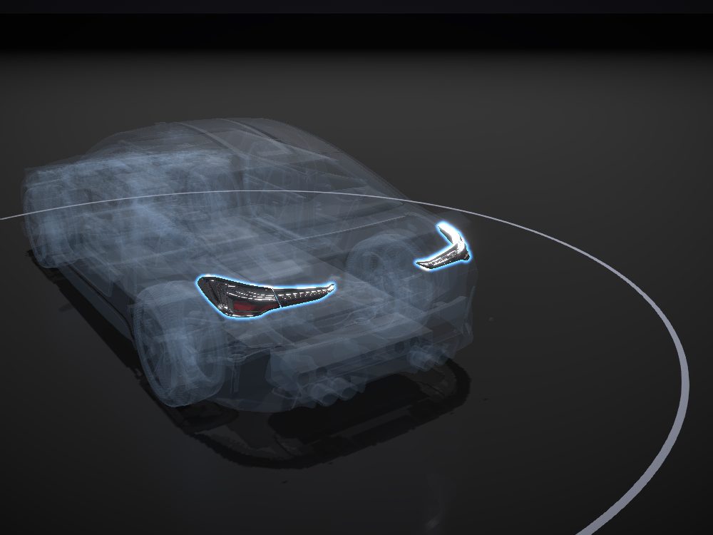 Taillights highlighted on the car
