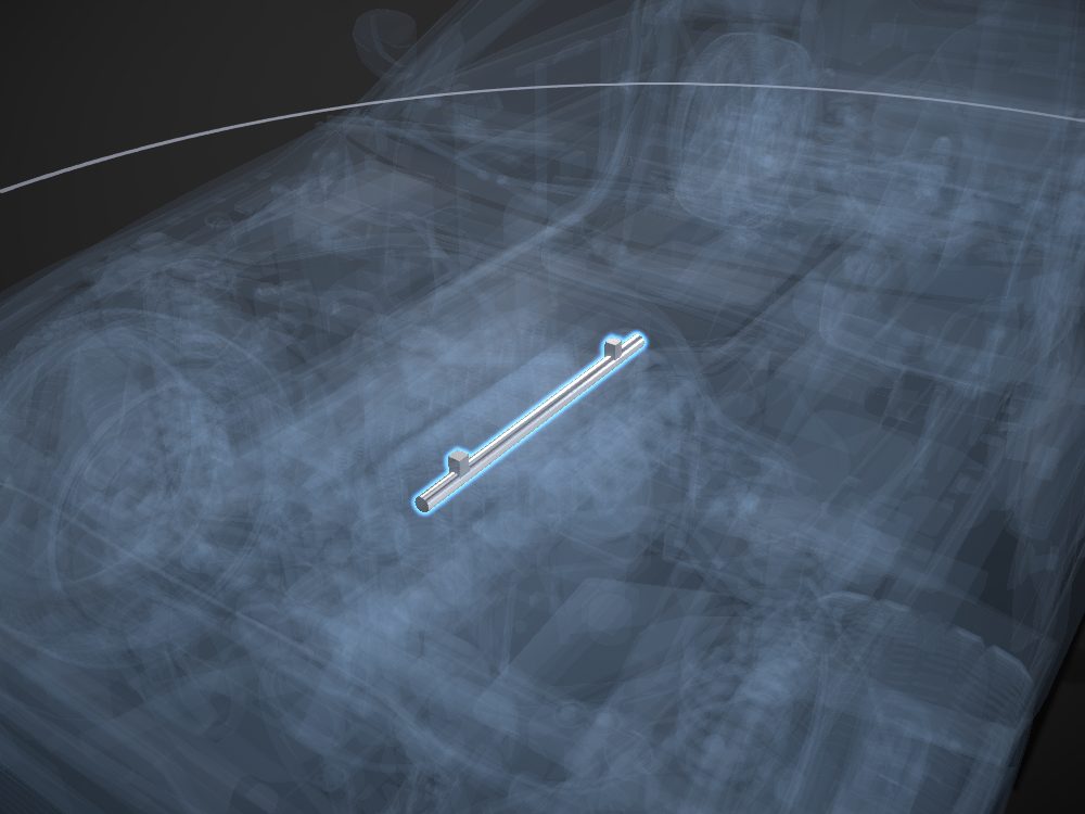 Fuel rail highlighted on the car