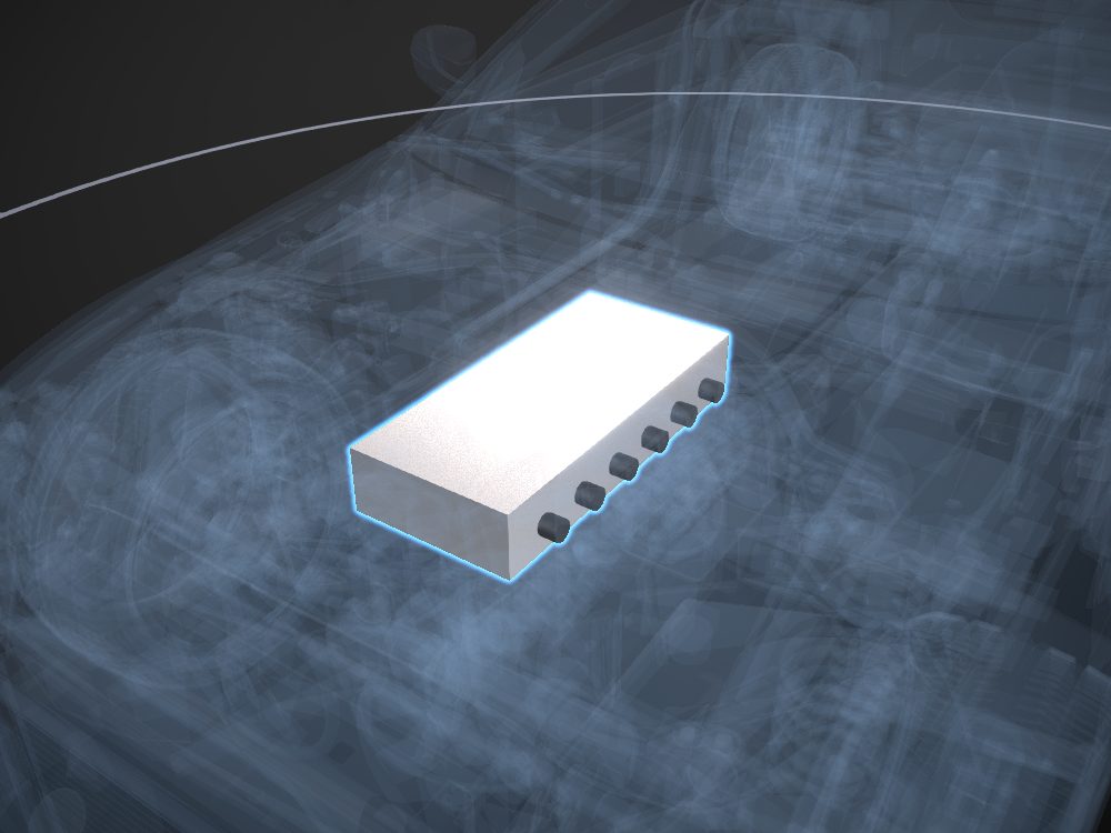 Cylinder head highlighted on the car