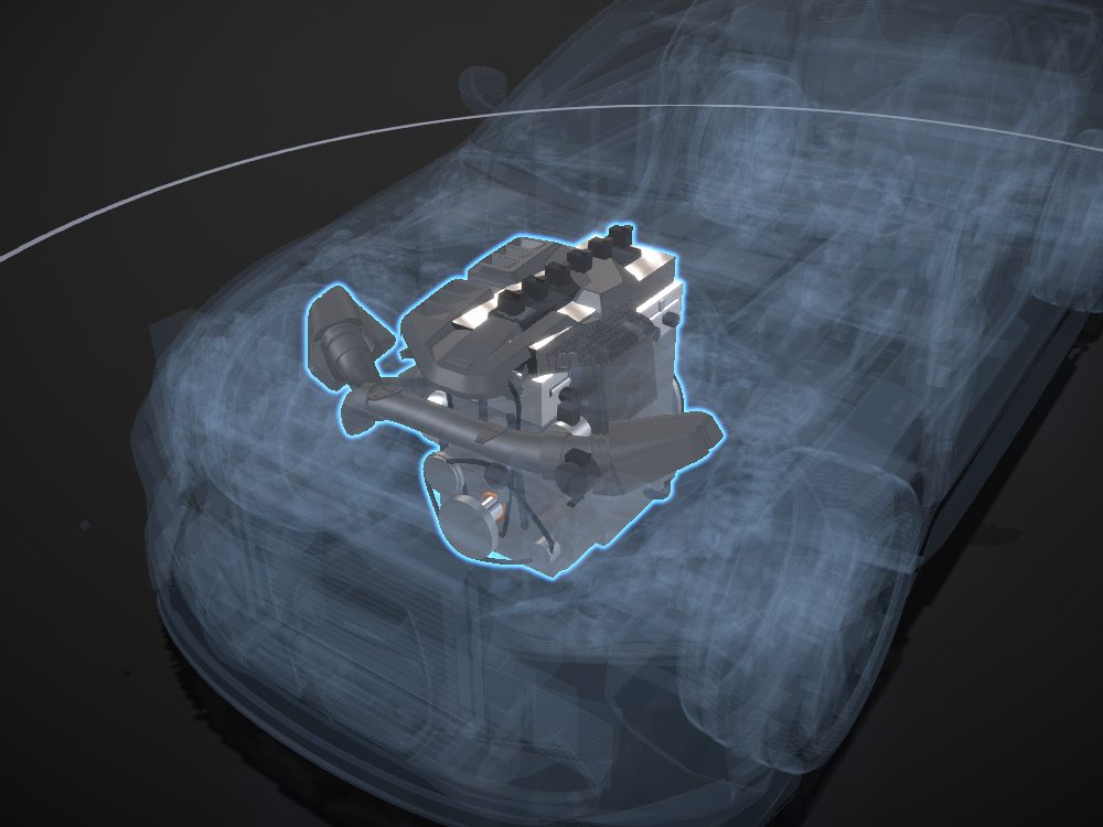 S58 engine highlighted on the car