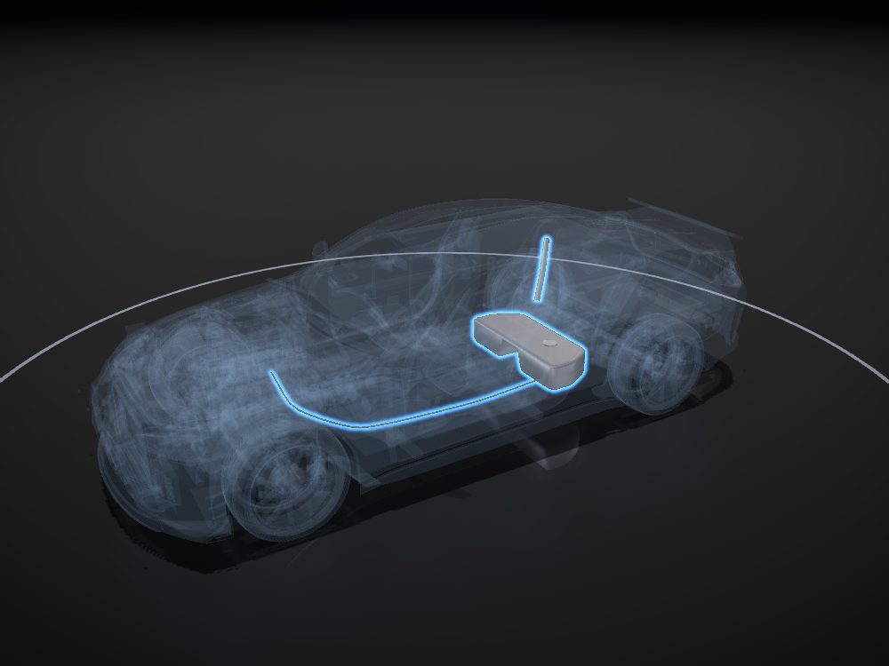 Fuel system highlighted on the car