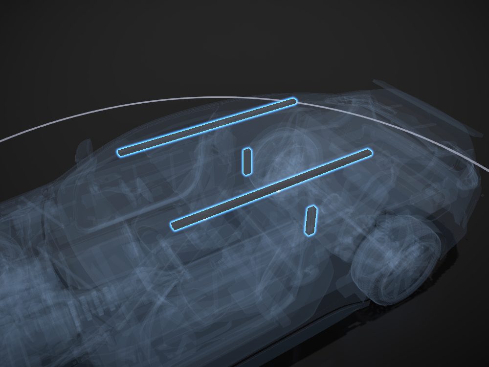Side airbags highlighted on the car