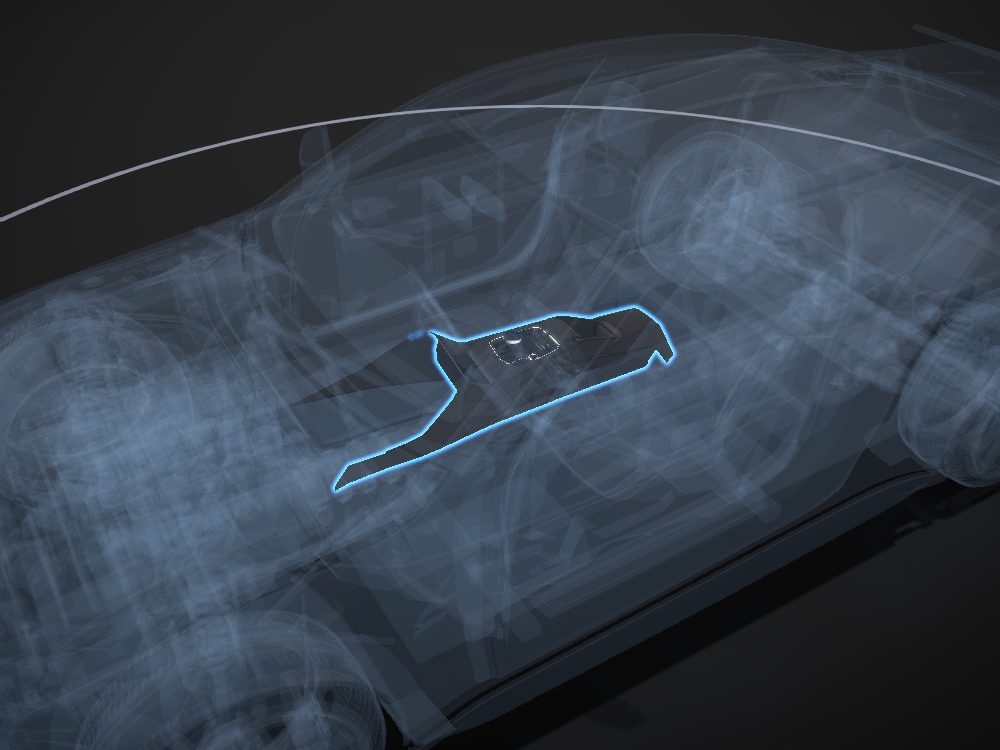 Centre console highlighted on the car