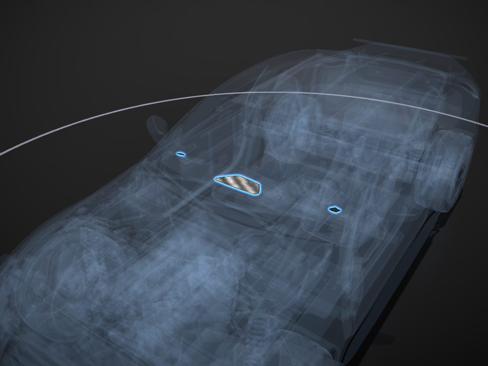 HVAC vents highlighted on the car
