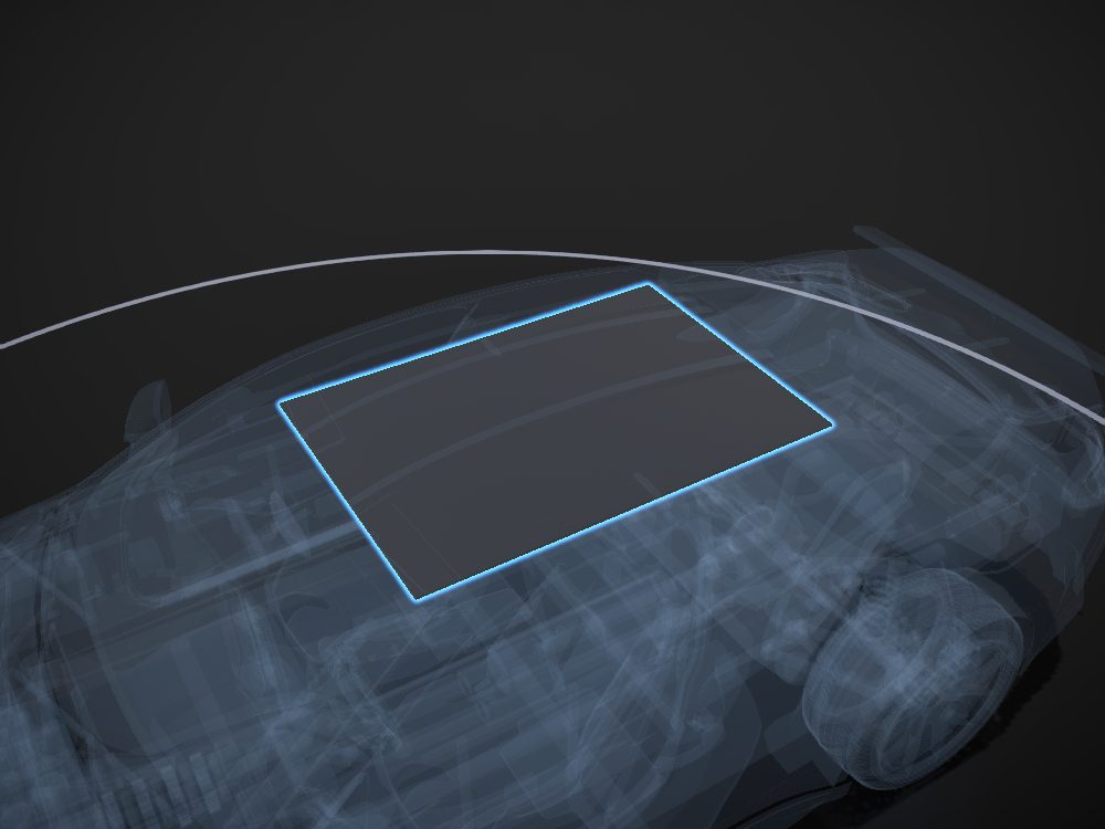 Headliner highlighted on the car