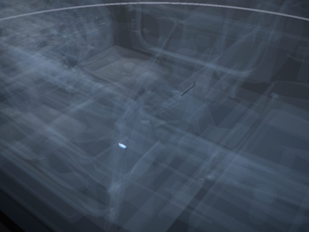 Seat rails highlighted on the car