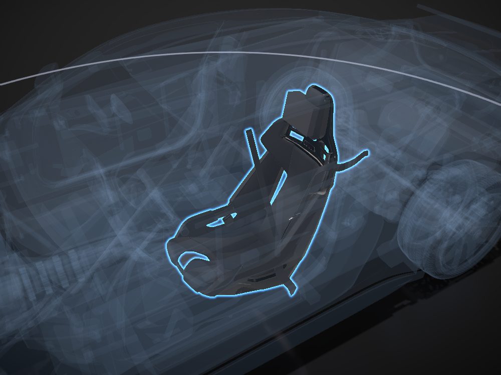 Driver seat highlighted on the car