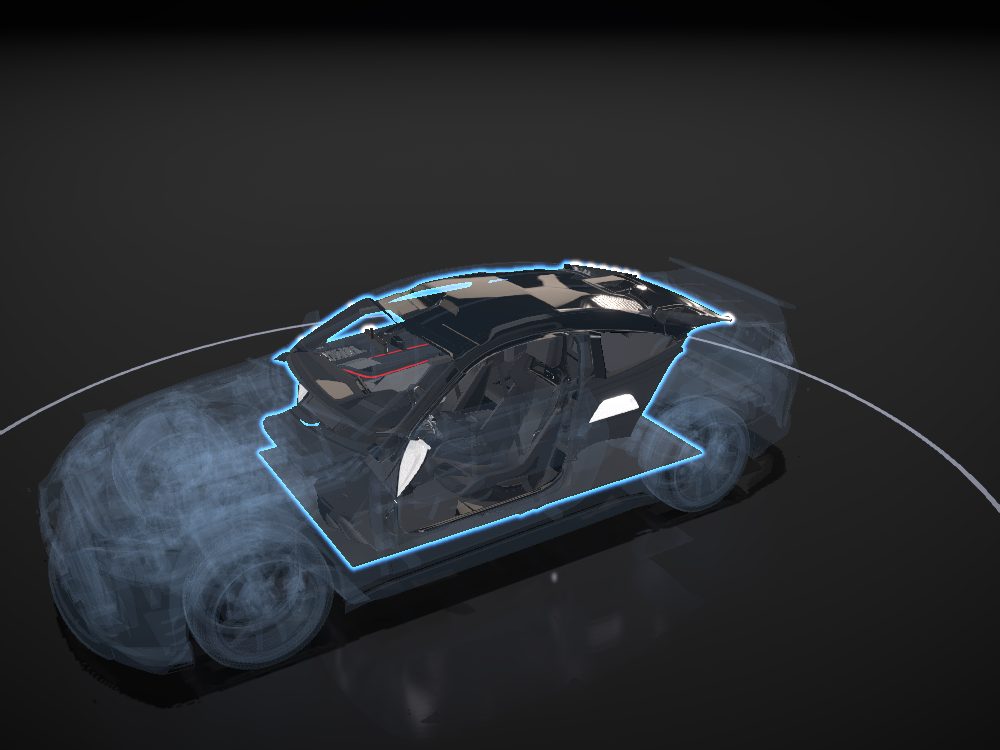 Interior highlighted on the car