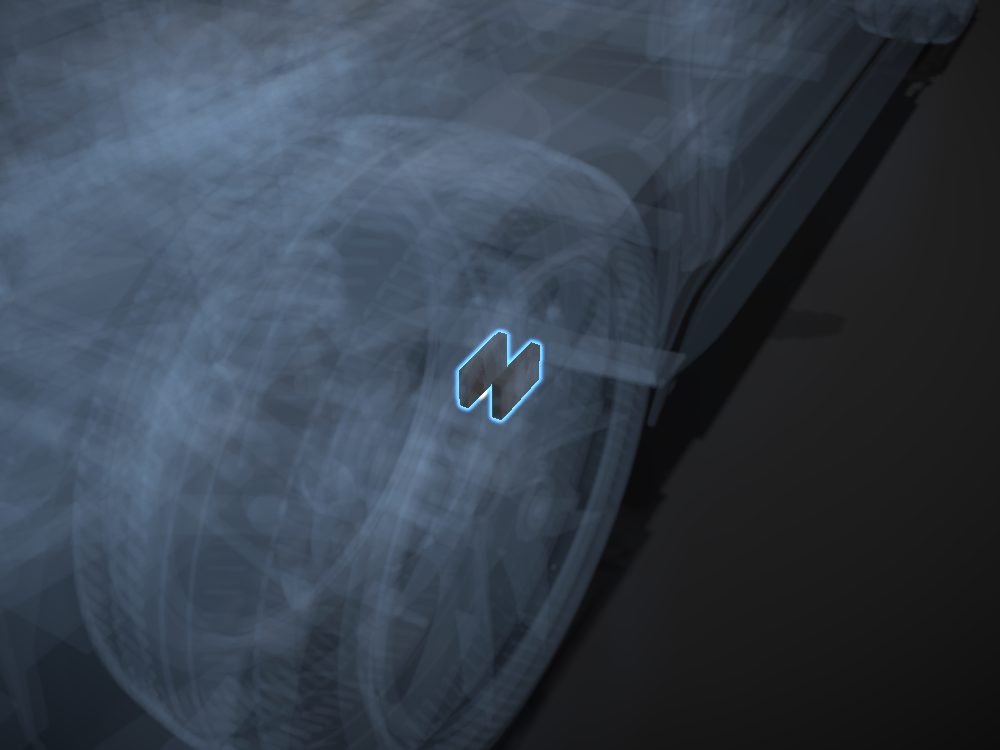 Brake pads highlighted on the car