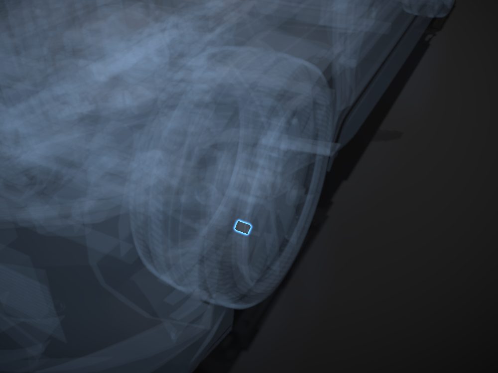 TPMS sensor highlighted on the car